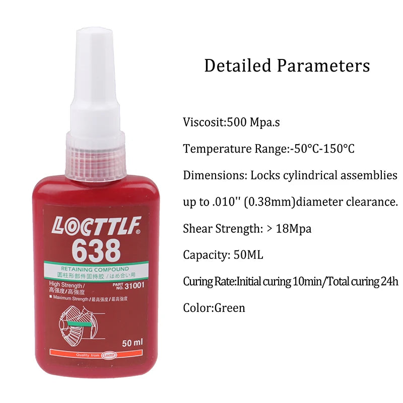 50ml 638 Retaining Compound Thread Locker Adhesive Glue Multi-purpose Use Home Supplies