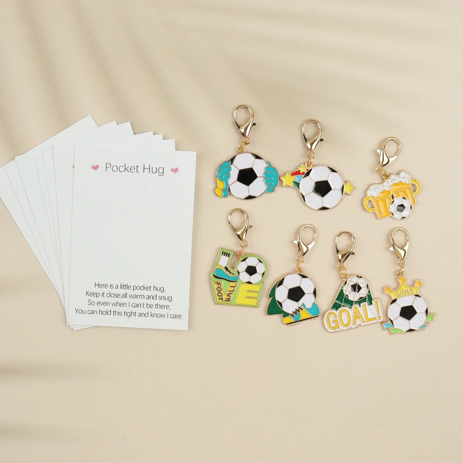 7 Football Keychains, with Pocket-Sized Encouragement Cards, Bag Accessories, Perfect Gifts for Football Fans, Keychain Gifts for Sports Enthusiasts.