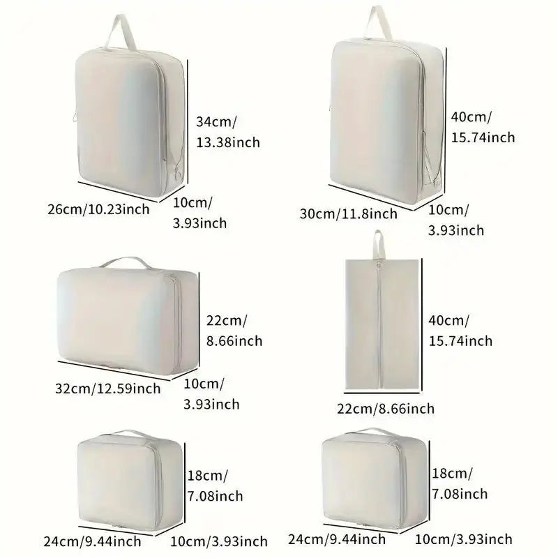 6 pcs Travel Compression Packing Cubes Luggage Bag Handheld Clothes Storage Bag Portable Suitcase Expandable Saver Space Bag