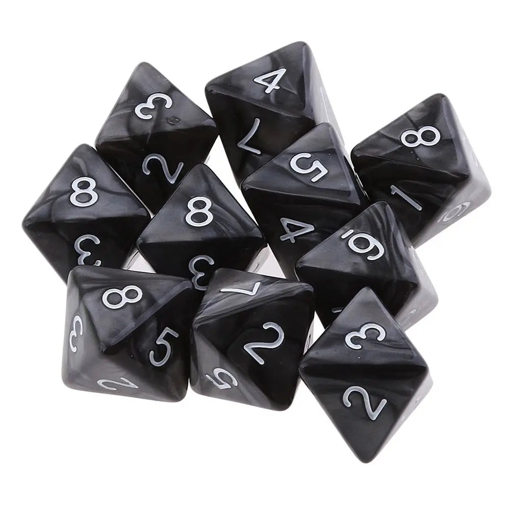 10Pcs/set D8 16mm Digital Dice Set 8 Sided Acrylic Table Game Opaque Polyhedral Dices for DND Dice Tabletop Role-Playing Game