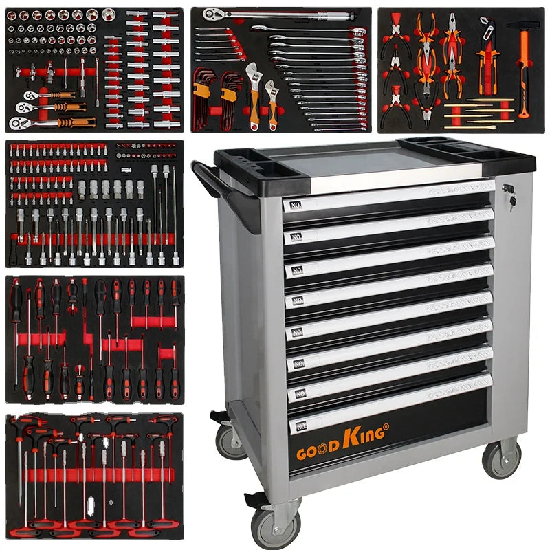 Srunv 283pcs Professional Tool Trolley With Hand Tools Mechanical Workshop Tool Cabinet