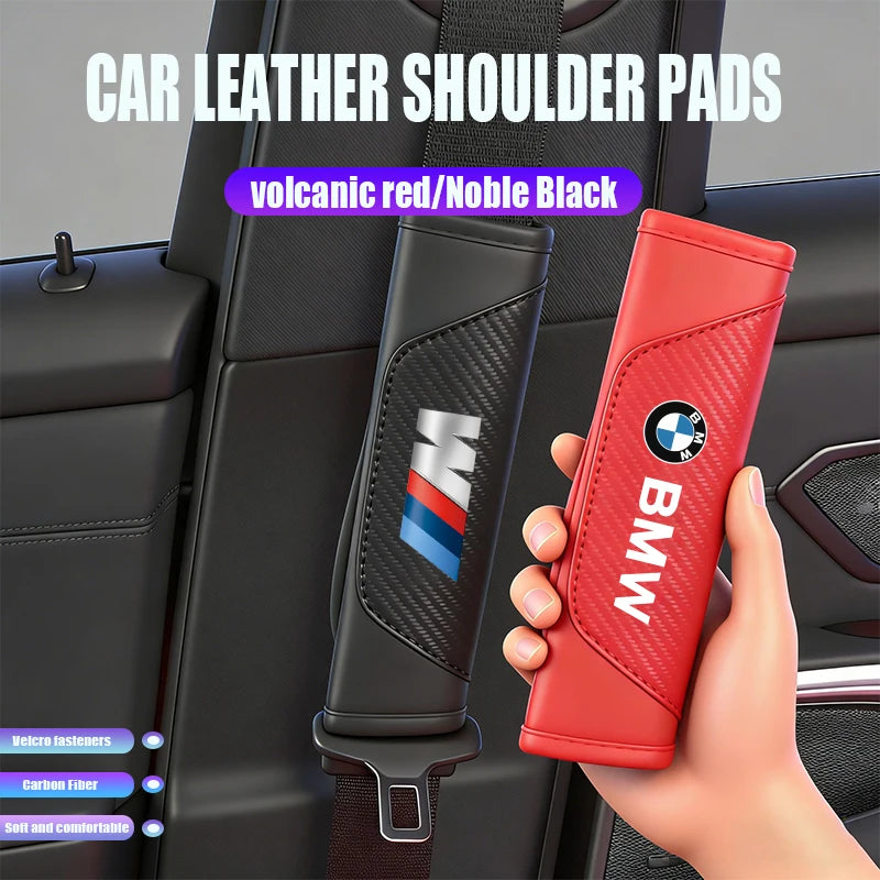 2Pcs Car Leather Seat Belt Shoulder Cushion Protective Cover Auto Tissue Box For BMW X1 X2 X3 X5 X4 X6 X7 iX3 F20 F10 F07 E