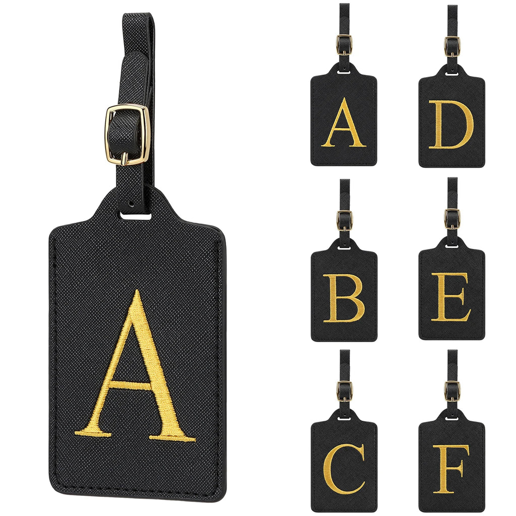 Premium Leather Business Luggage Tag Luggage Address Label Carry-on Luggage Label Name ID and Address Folder Travel Accessories
