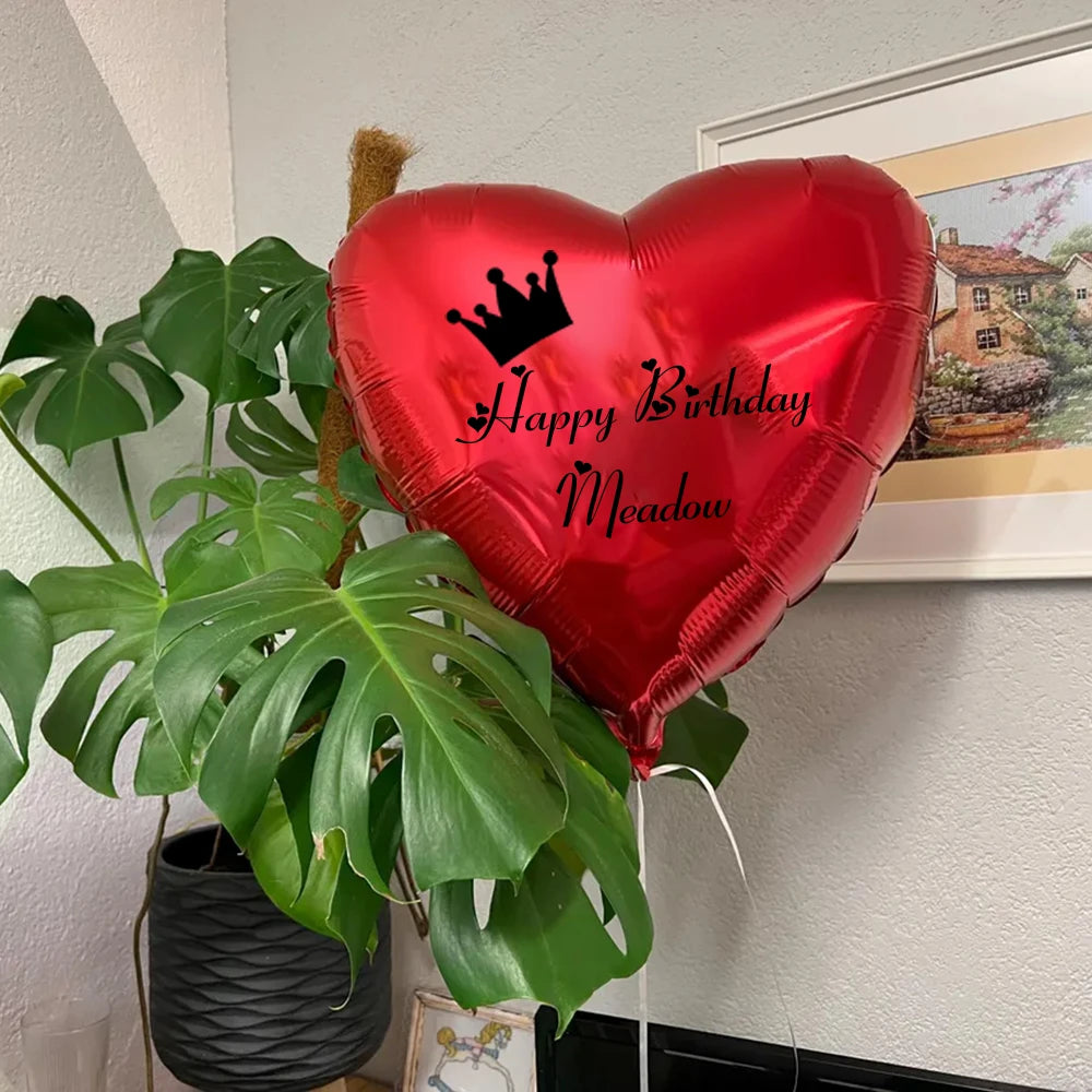 Custom Heart Balloon Customizable Personalized Name Text Home Party Decoration Crown Balloon Birthday Gift Custom Name Balloon