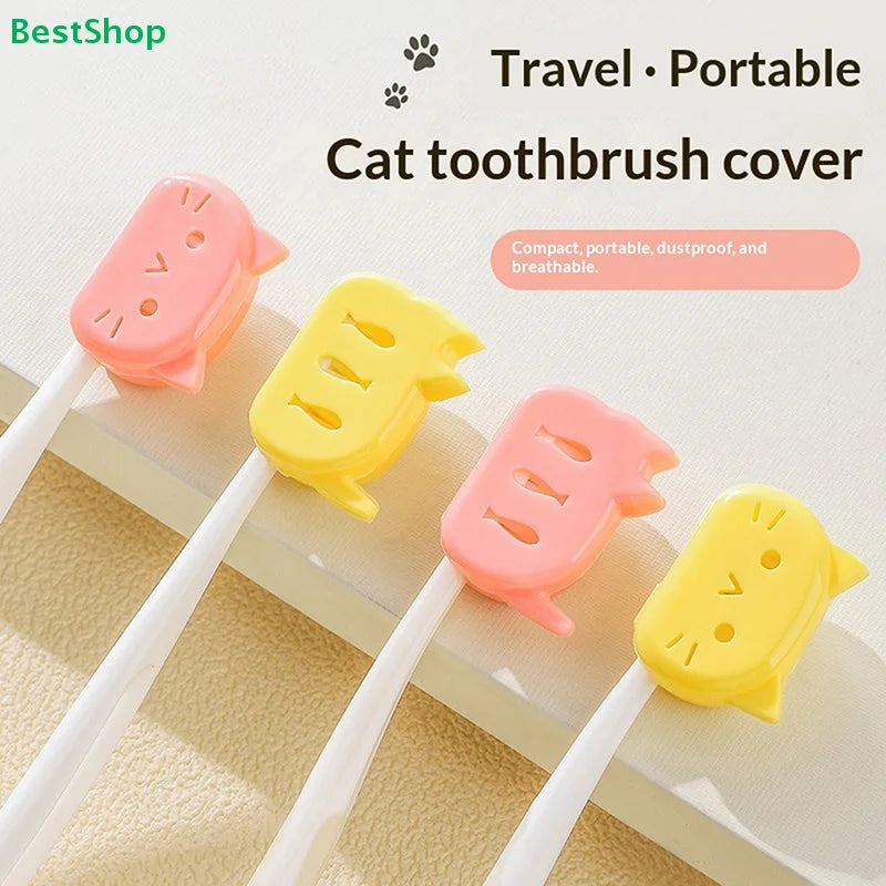 ❀❀Cartoon Cat Toothbrush Head Cover - Dustproof & Breathable Travel Case for Toothbrush Protection