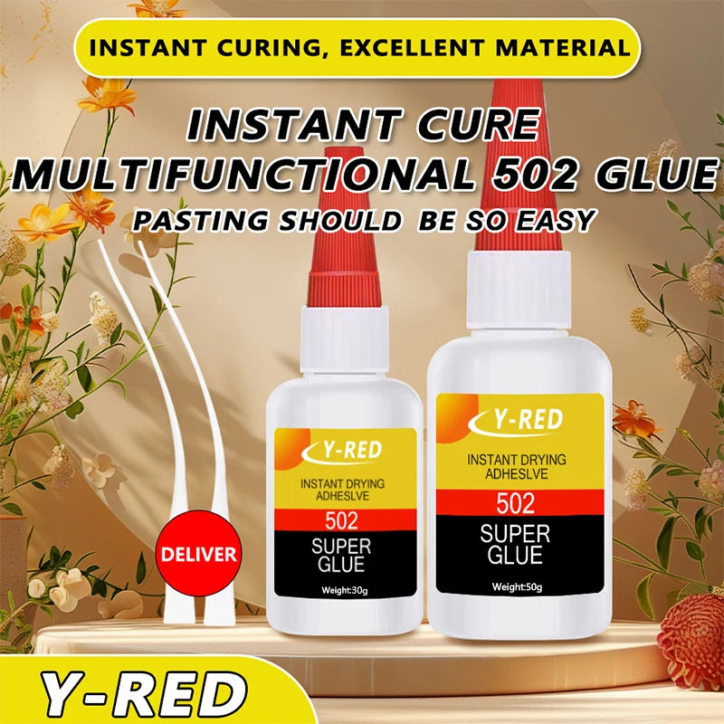 502 Super Strong Quick-Drying Adhesive, Strong Bond Liquid Glue 30-50g for Leather, Rubber, Wood, Metal, Plastic & Toys