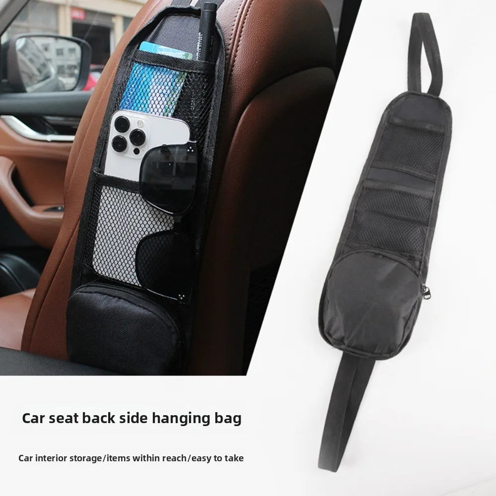 1pcs Car Seat Back Hanging Bag Oxford Cloth Waterproof Thermal Pressure Resistant Handle Side Storage Bag Vehicle Compression