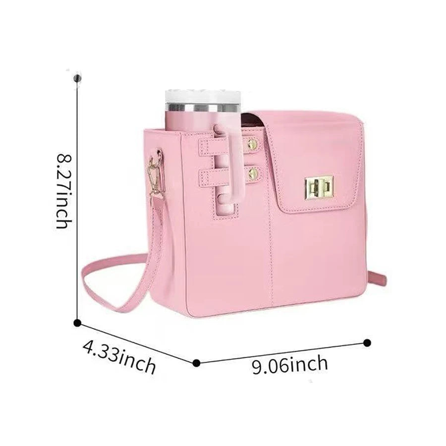 Crossbody Water Bottle Carrier Bag Portable Multifunctional Single Shoulder Storage Pouch Travel Daily Carry Organizer