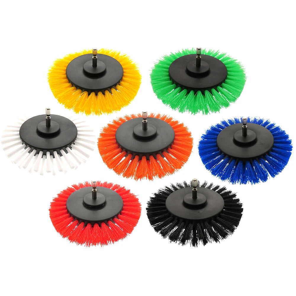 3.5 Inch Drill Brush Attachment Flat Round Power Scrubber Cleaning Brush Nylon Bristle for Car Carpet Bathroom Tile KitchenFloor
