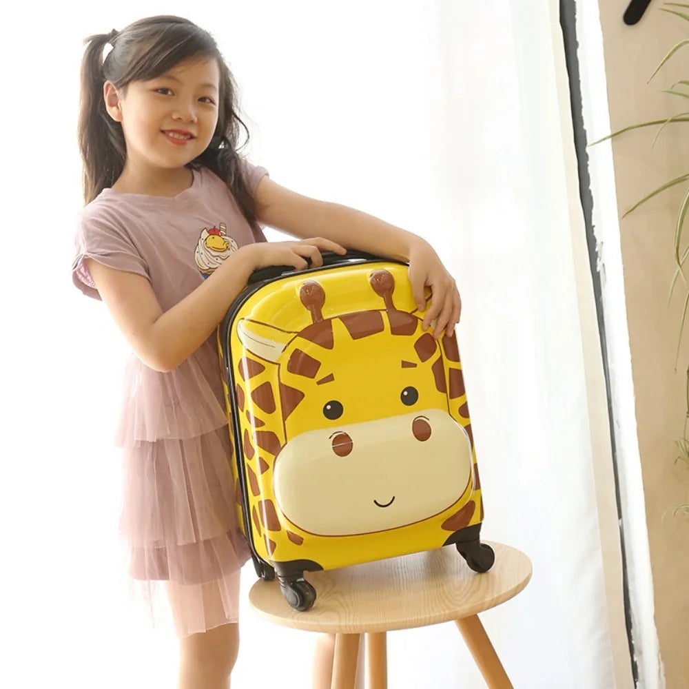 ABS Material Rotating Cartoon Children's Suitcase 18-inch Universal Wheel Suitcase Cute Animal 3D Stereo Student Suitcase