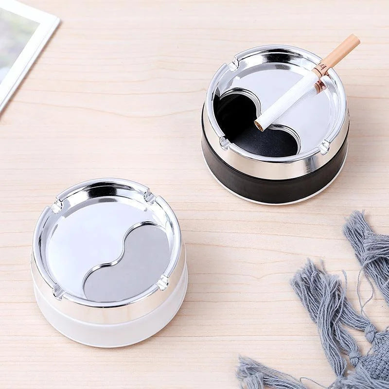 1Pc Car Ashtray Sealed Stainless Steel Rotating Ashtray with Lid Windproof Thickened Car Dust Storage Box Home Office Ashtray