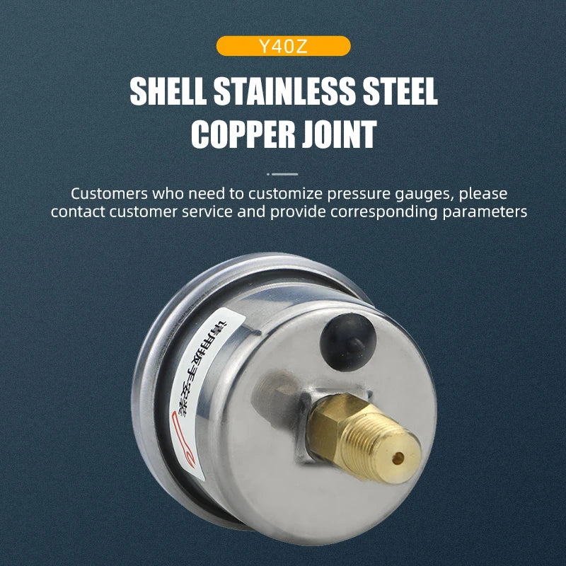 MAIRUIKESI Liquid filled Price Pressure Gauges 40mm(1.5")  Back Connection Stainless Steel Case Brass Joint Water Gas Manometer