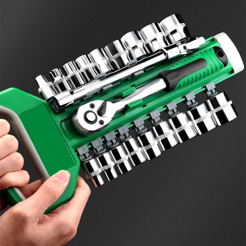 Galacok CRV Ratchet Spanner 3/8 Automotive Mechanic Tool Box Set Garage Car Repair Socket Wrench Set DIY Workshop Hand Tools