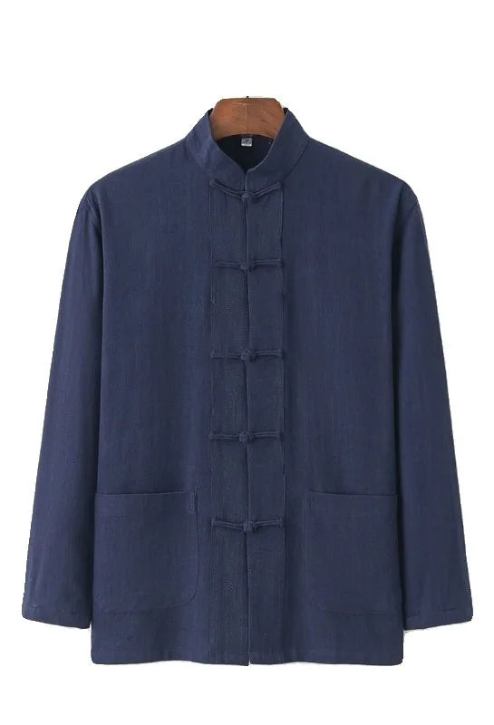 2026 New Men's Cotton Linen Tangzhuang Set Traditional Chinese Long Sleeve Suit Retro Ethnic Loose Tai Chi Clothing