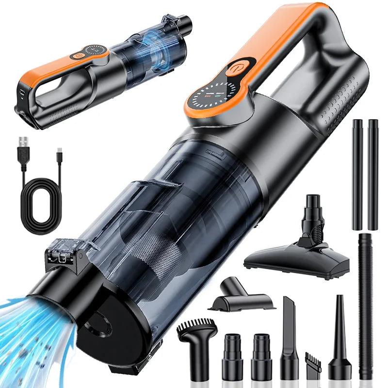 Multifunction Wireless Handheld Car Vacuum Cordless Handheld LED Lighting Chargeable Auto Vacuum for Home & Car Mini Cleaner
