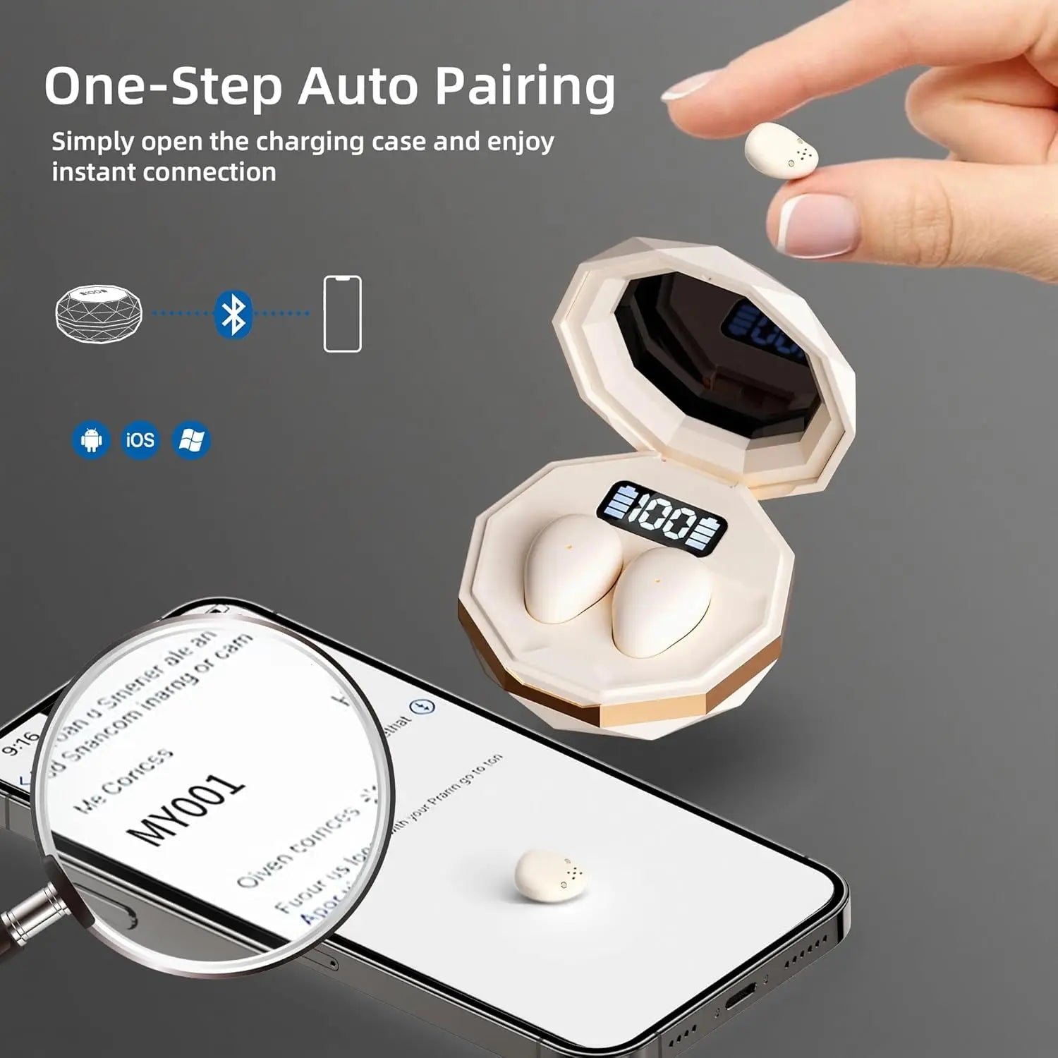 Sleep Earbuds Mini Invisible Wireless Bluetooth 6.0 Micro Sleep Headphones,  6Hrs Single Charge Hidden Earbuds with LED Screen