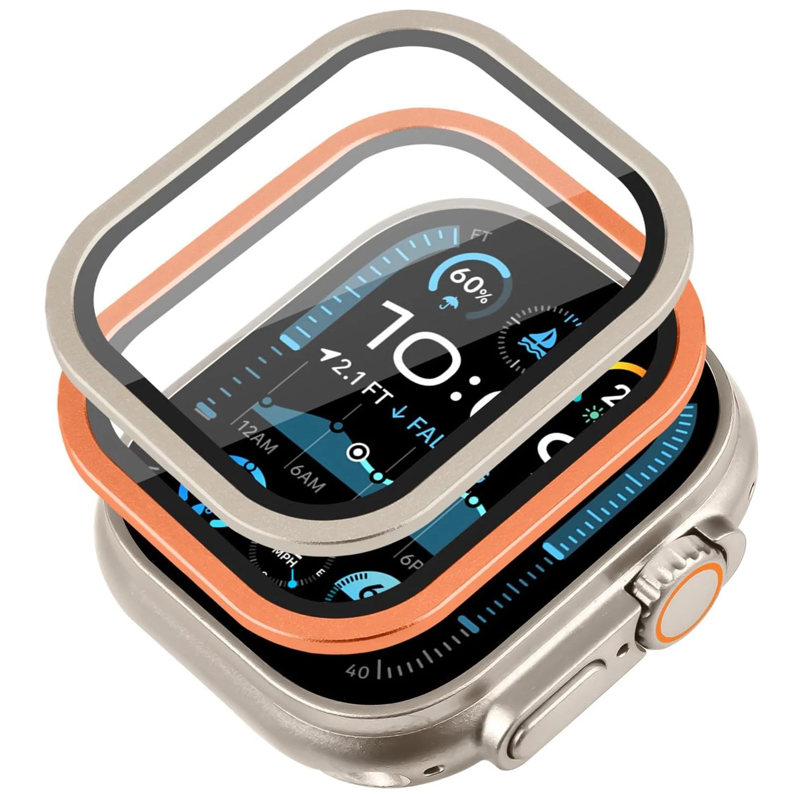 Aluminium Alloy Case+Tempered Glass for Apple Watch Ultra 3 2 1 Anti-Scratch Screen Protector for iWatch Ultra 2 49mm Cover Film
