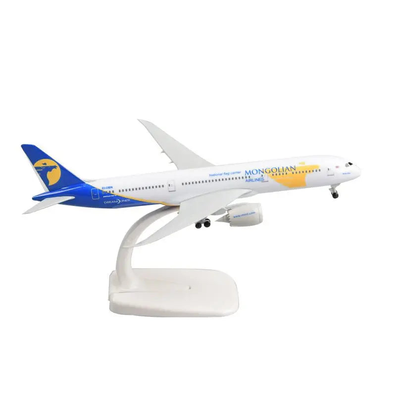 20cm Mongolian B787 Diecast Metal Toy Airplane Model Kit with Landing Gear Wheels for Collections Display or Boys Gift