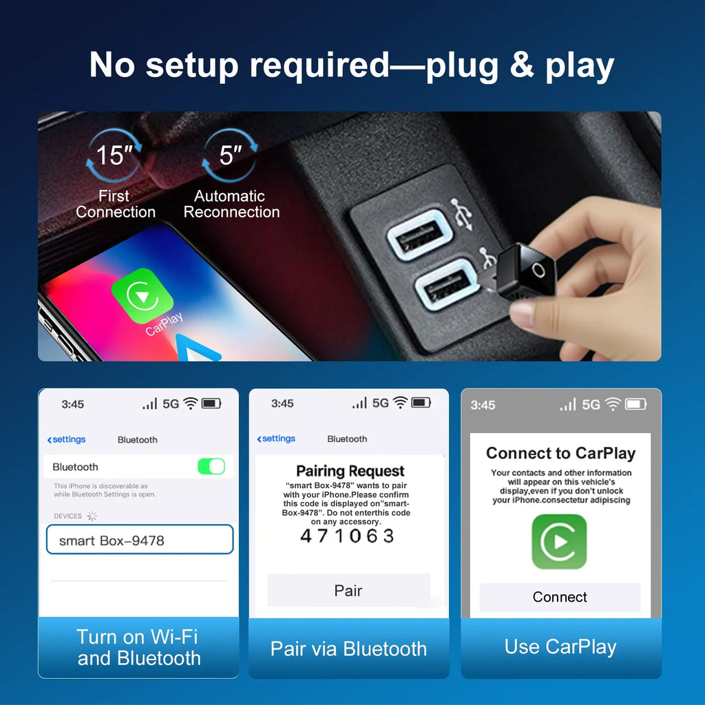 2in1 Wireless CarPlay Dongle Wireless Android Auto Adapter AI Smart Box Car Intelligent Systems For Car With Wired CarPlay
