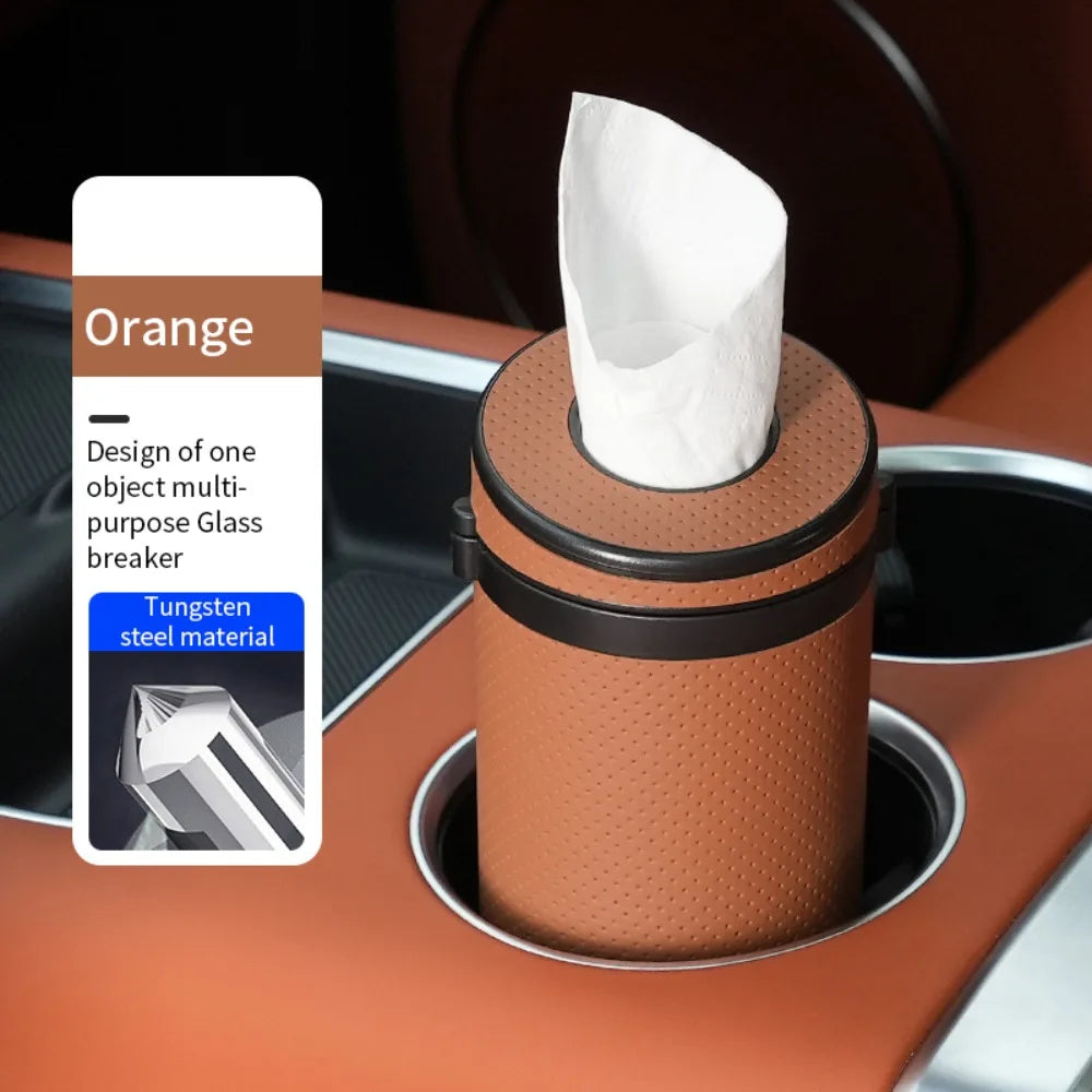 Durable Round Car Tissue Box Portable Multifunction Paper Storage Box Safety Broken Window Tissue Cup Universal