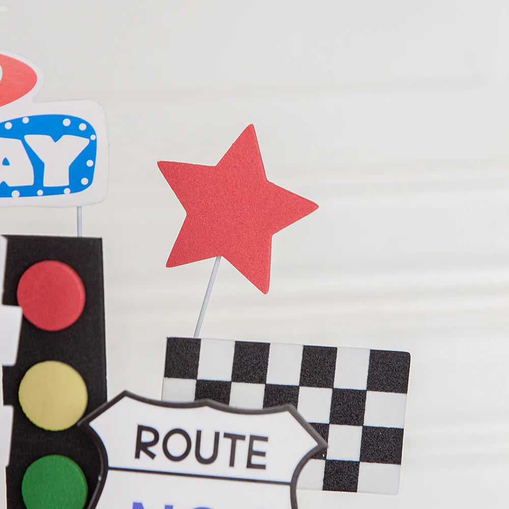 Cake Topper Happy Birthday Wedding Car Signpost Flag Star Kids Party Baby Shower Cupcake Toppers Decoration Baking Supplies DIY