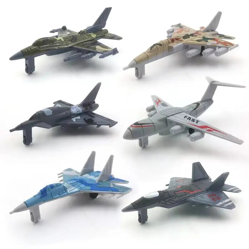 10CM Fighter Model 6Pcs Aircrafts Set MINI Alloy+PVC Military Airplane Toys Collection Warplane Decorations For Kids Boys Gift
