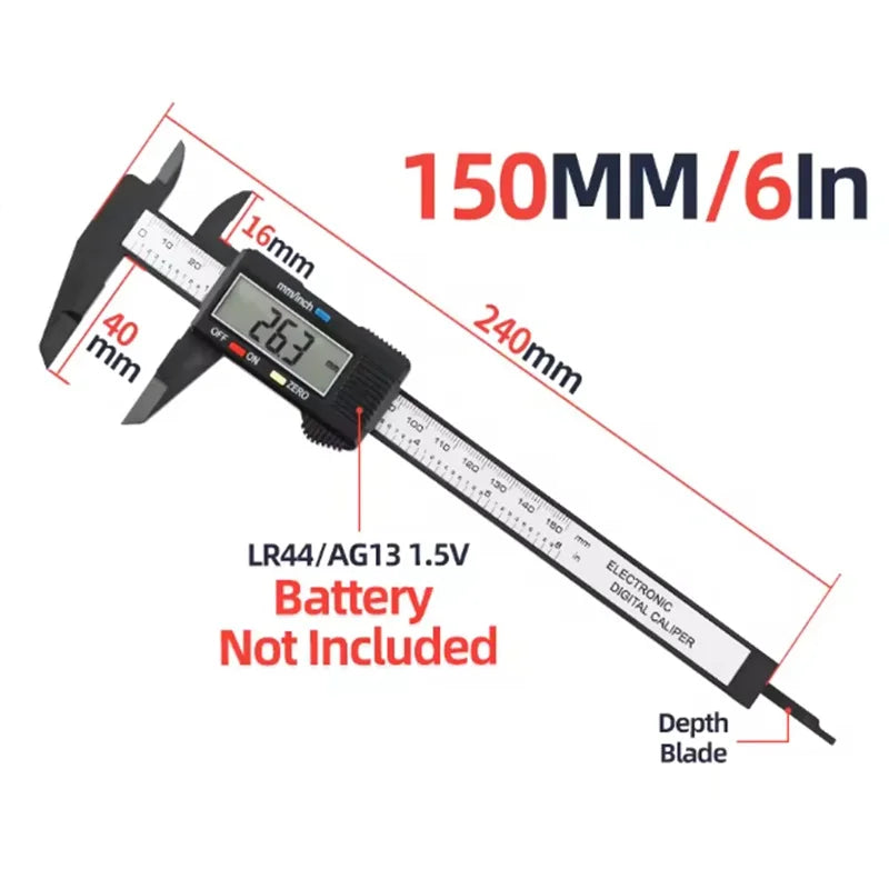 100mm 150mm  Electronic Digital Caliper Tool Carbon Fiber Dial Vernier Caliper Gauge Micrometer Measuring Tool Digital Ruler