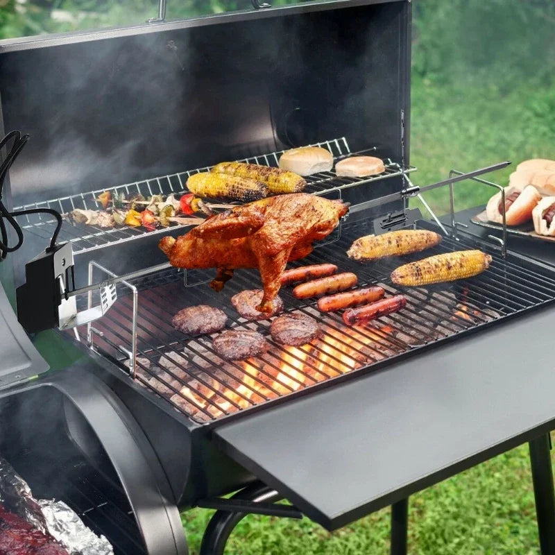 Universal Automatic Grill Rotisserie with 4W Electric Motor BBQ Bracket Roaster Spit Rod Fork Complete Holders Tool