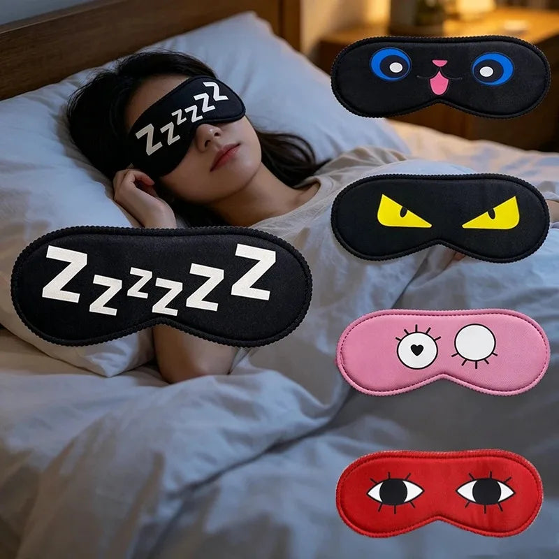Cute Cartoon Sleep Mask Light Blocking Comfort Concave Eye Blindfold Soft Travel Sleeping Eye Mask for Women Men