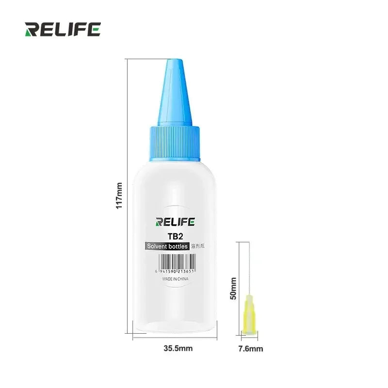RELIFE TB2 50ML Plastic Squeeze Solvent Alcohol Rosin Solder Flux Washing Plate Water Bottle With Needle RL-054