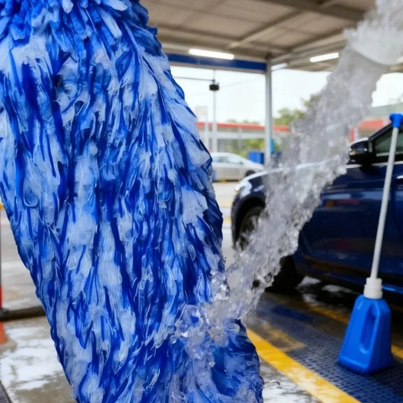 Microfiber Coral Plush Wheel Pull Tape Brush Wheel Tension Car Wash Towel Brush Car Wash Towel Brush Accessories Cleaning Tape