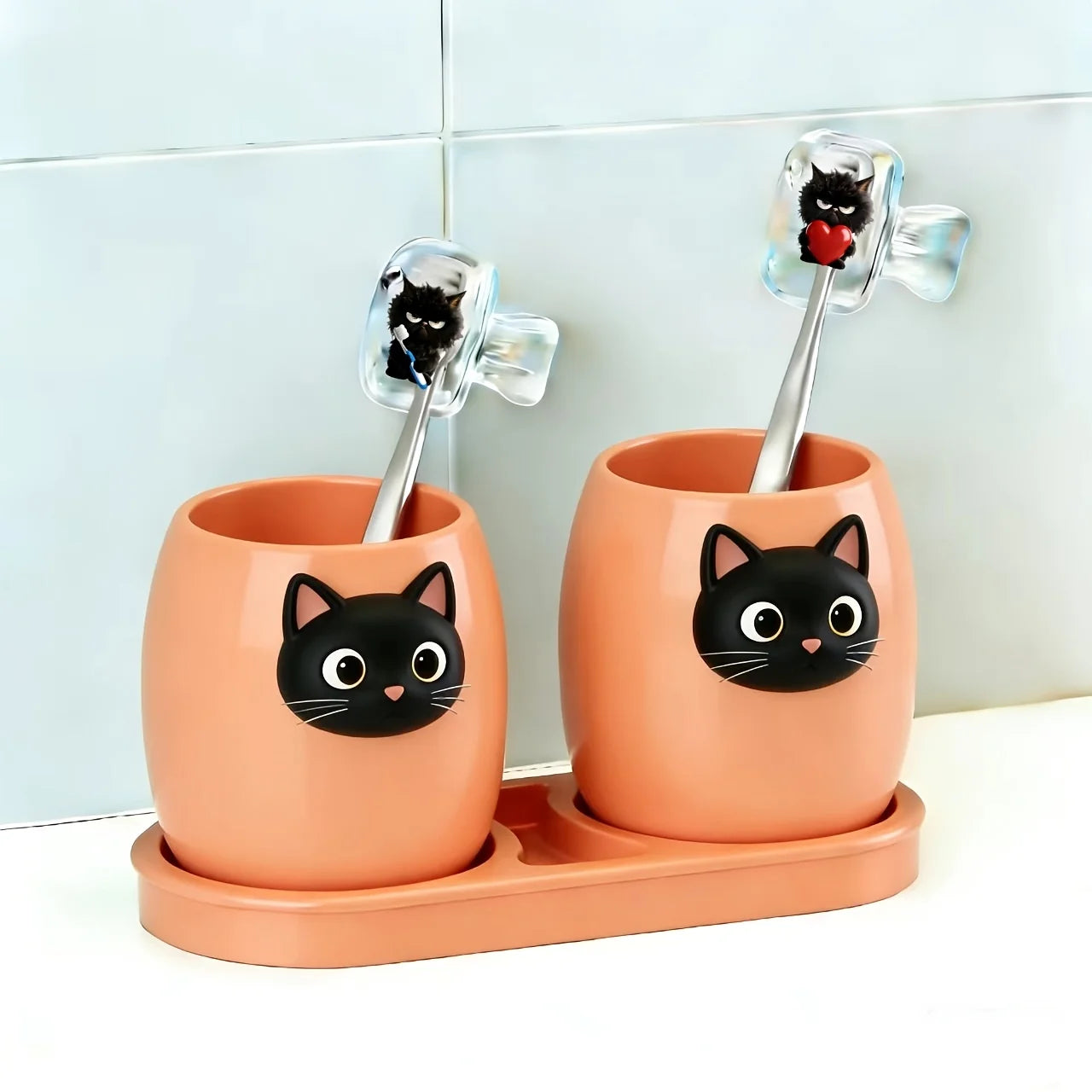 2pcs Cute Black Cat Portable Toothbrush Head Cover Storage Box Toothbrush Protector Rack Storage Box Party Holiday Gifts For Men