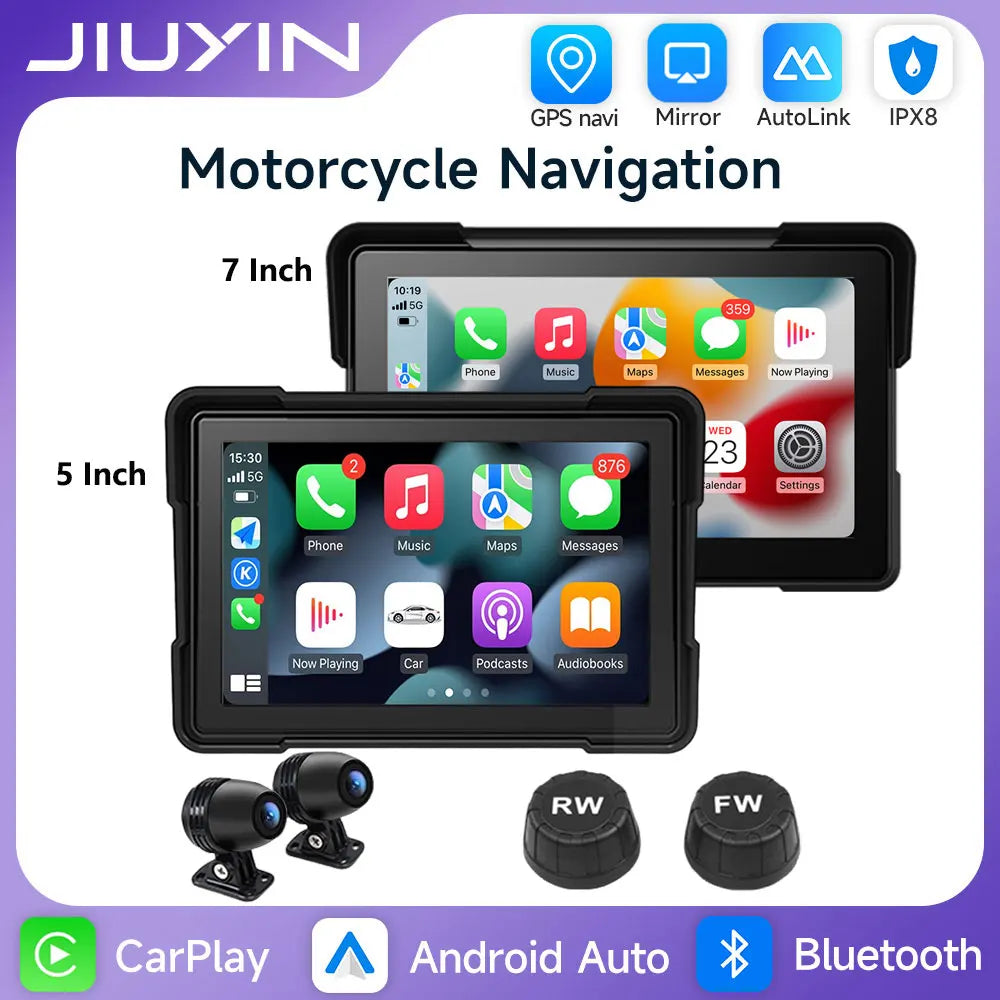 5/7 Inch Portable Motorcycle DVR GPS Navigation IPX8 Waterproof LCD Display For Wireless CarPlay Android Auto Multimedia Player