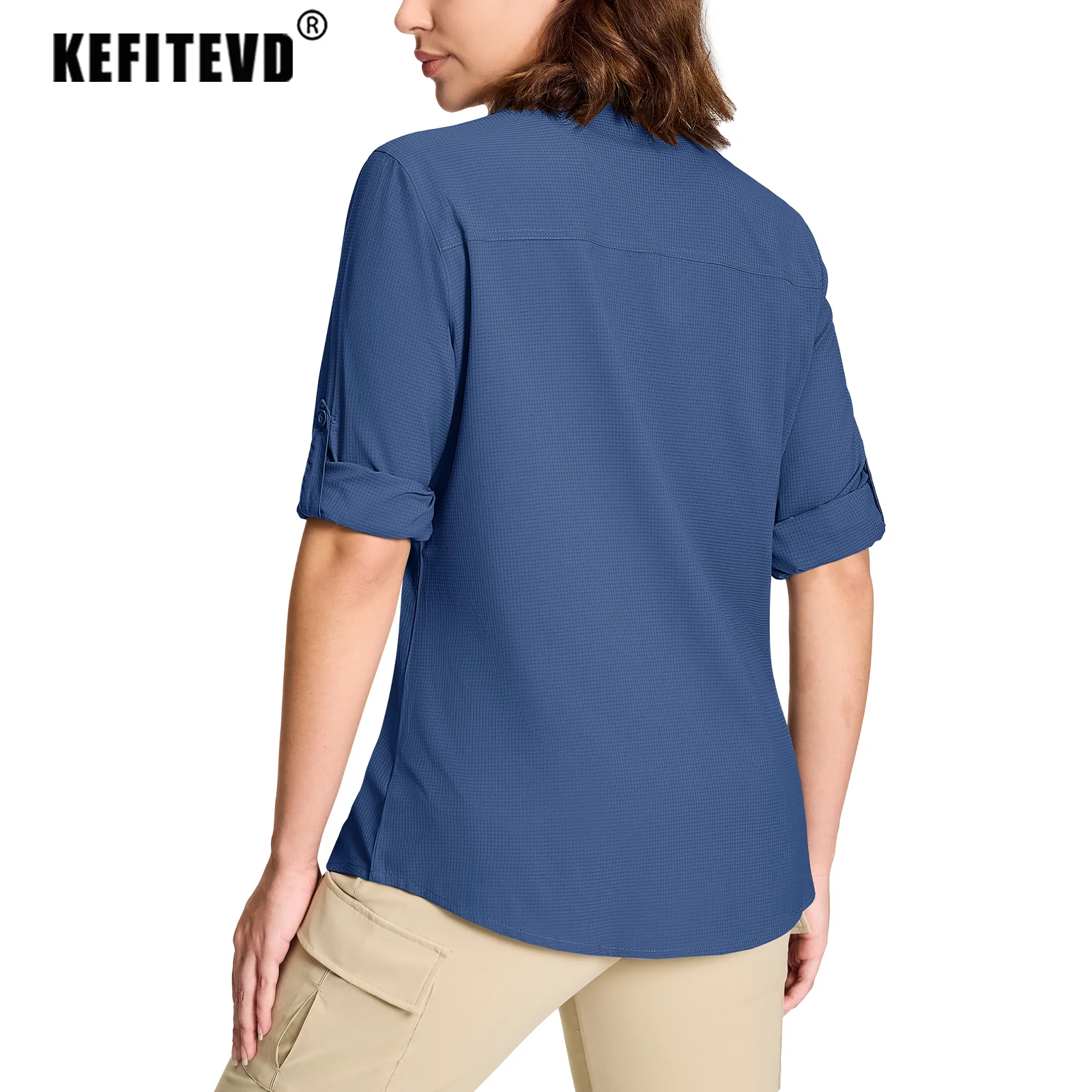 KEFITEVD Women's UPF 50+ Breathable Fishing Shirts Sun Protection Lightweight Shirt Soft Outdoor Hiking Athletic Camping Tops