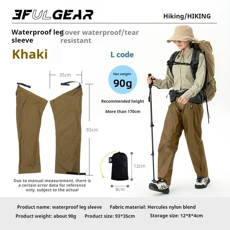 3F UL GEAR Outdoor Waterproof Leg Cover Approximately 79g with Adjustable Rain Proof Wear Resistant Tear Resistant Portable