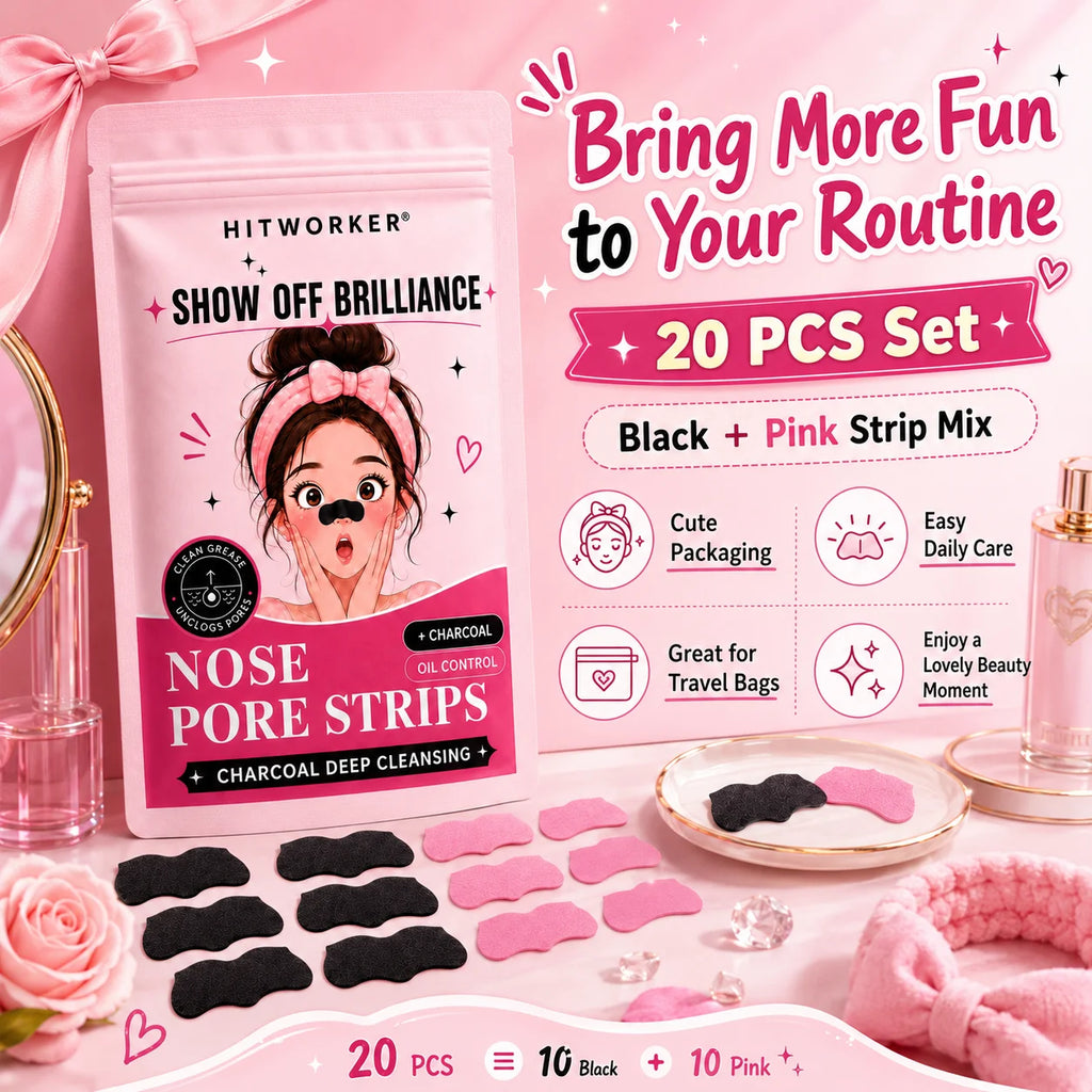 10/20Pcs Black & Pink Blackhead Remover Nose Strips, Deep Pore Cleansing Oil Control Nose Mask Patches, Unisex Facial Skin Care