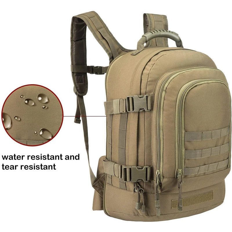 60L Military Tactical Backpack for Men Army Expandable 3 Day Assault Pack Molle Bug Out Bag for Camping Hiking Rucksack Fishing