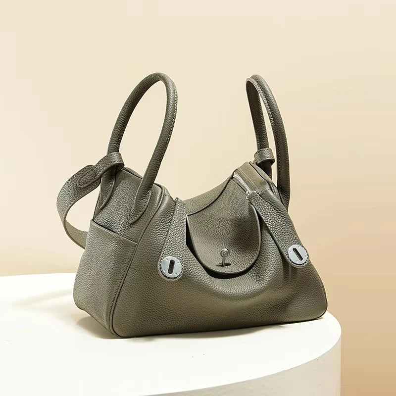 Women's Handbag 2026 New Style Top Layer Cowhide Leather Lundy Mini Doctor Bag Genuine Leather Handbag Single Shoulder Crossb