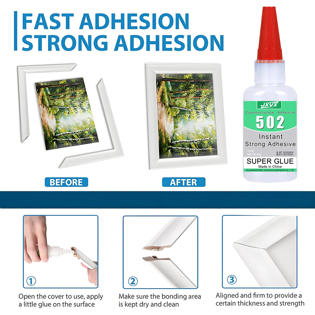 High Capacity Cyanoacrylate Adhesive 502 Super Glue Extra Strong Instant Quick-drying Cyanoacrylate Adhesive Leather Rubber Glass Wood Metal Strong Bond Liquid Glue Tool 1-3 Pieces.