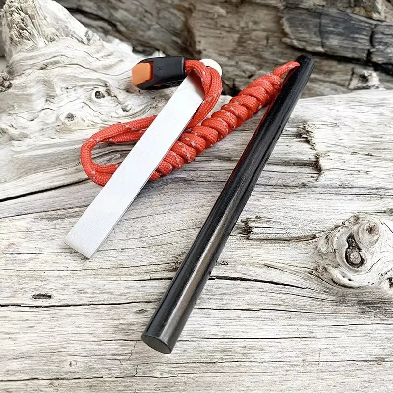 Rainproof Flint Magnesium Rod 10*150mm White Steel Scraper Whistle Camping Gnition Flint Rod EDC Survival Fire Starting Tool