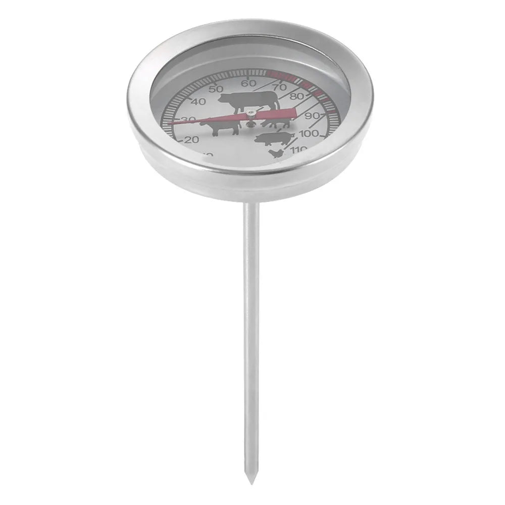 Stainless Steel Meat Thermometer Instant Read 0~120℃ Probe Thermometer Large Dial Plate Easy To Use BBQ Temperature Probe