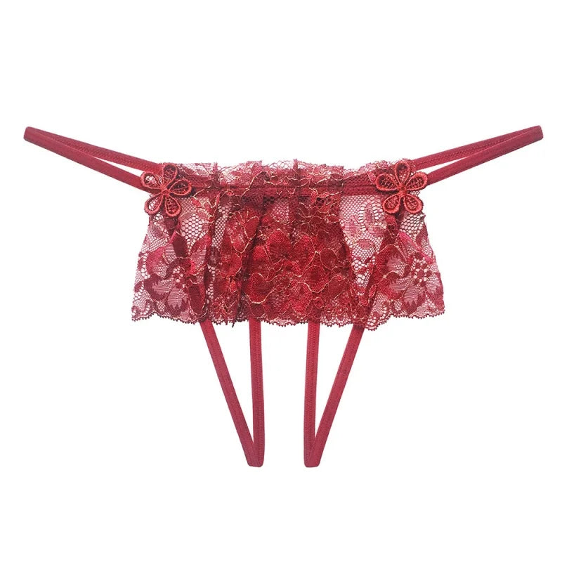 Sweet Comfortable Temptation Flirtatious Lace Sexy Women's Panties Sexy Underwear Covering Seduction Low Waist Perspective Thong