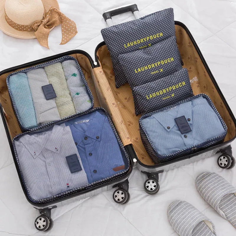 6pcs Travel Organizer Storage Bags Portable Travel Suitcases Organizer Travel Bag For Women Luggage Organizer Clothes Shoes Bag