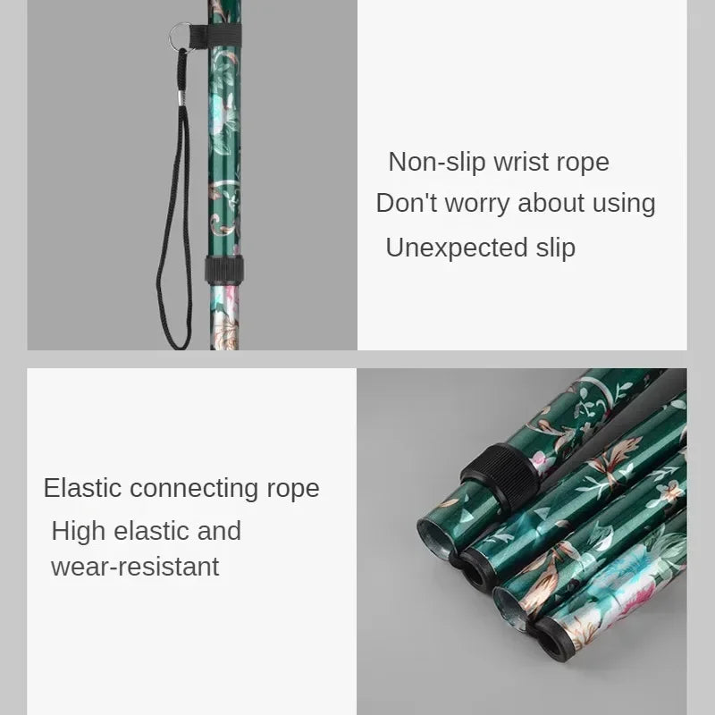 Hiking Camping Mountaineering Poles Printing Walking Stick Telescopic Baton Trekking Poles Folding Cane Crutches Pole Unisex