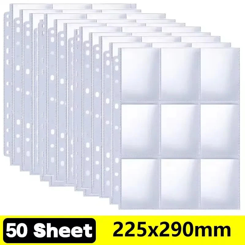 A4 Size 9 Pocket Trading Gaming Card Sleeves Double Side Storage Album Binder Pages Card Collection Holders Idol Photo Albums