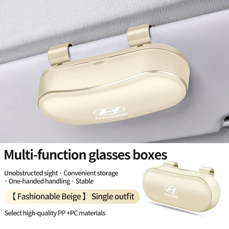 Car Sun Visor Glasses Box Portable Sunglasses Eyeglass Case For Hyundai i30 Ix35 KONA Encino Solaris Azera Grandeur Ig Accent Sa