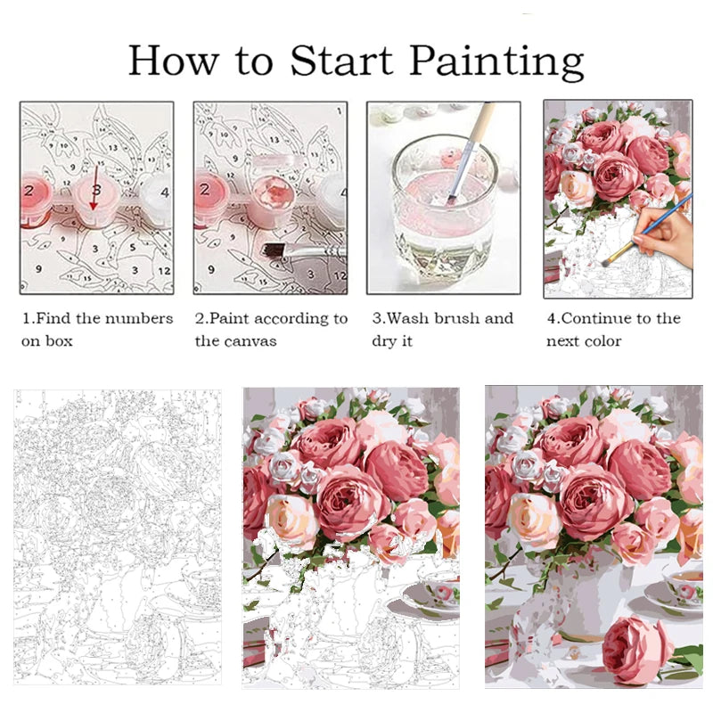 Village Diy Painting By Numbers For Adults Kits Landscape Picture With Numbers Starter Kit For Home Decors 40x50cm