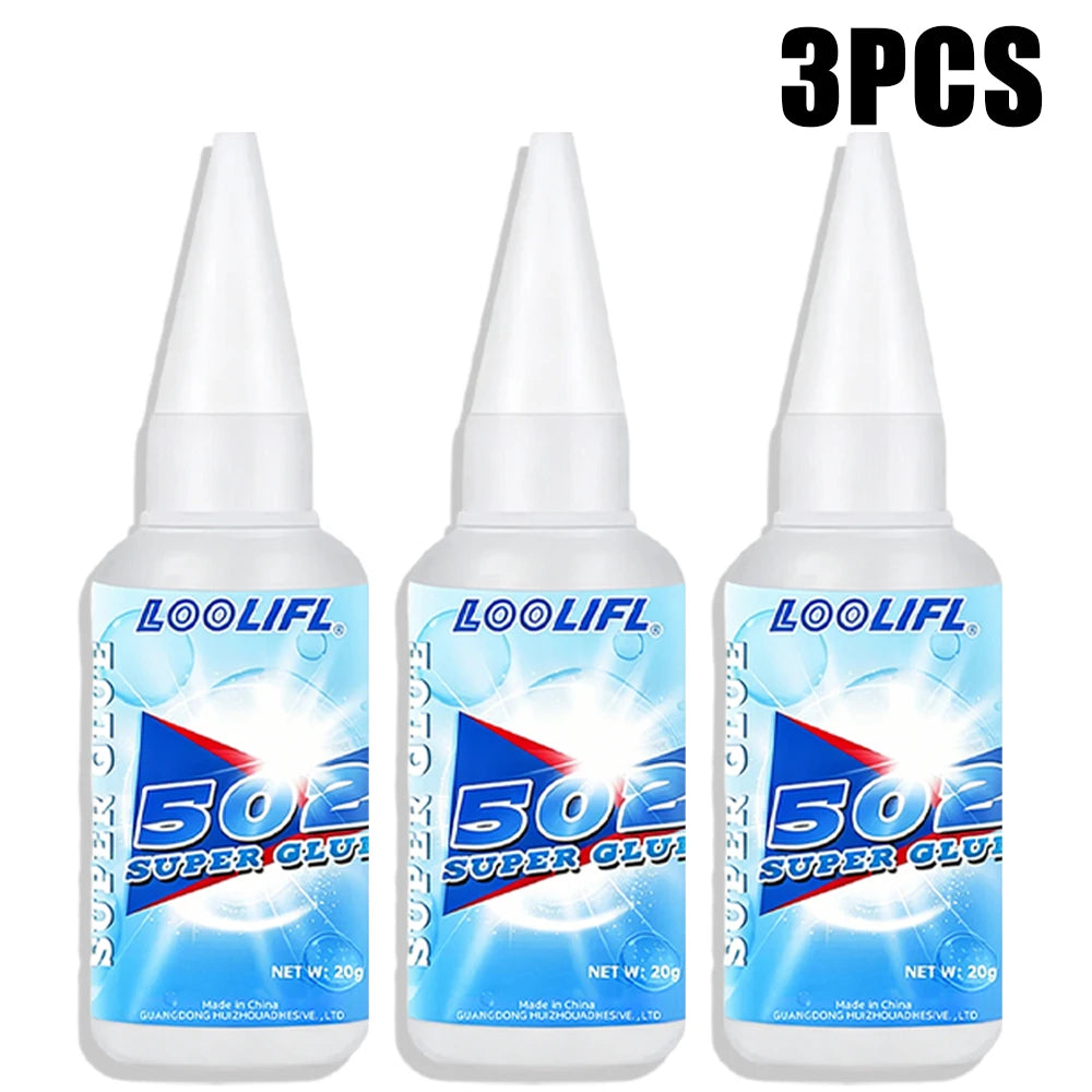 Loolifl Super Instant Glue Clear Strong Bond Adhesive Universal Repair Glue for Toy Metal Glass Wood Ceramic Leather Shoe Fix