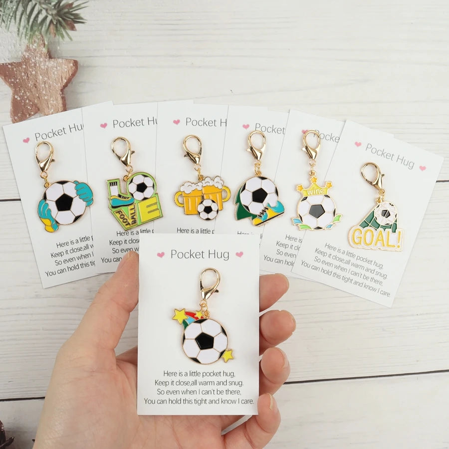 7 Football Keychains, with Pocket-Sized Encouragement Cards, Bag Accessories, Perfect Gifts for Football Fans, Keychain Gifts for Sports Enthusiasts.