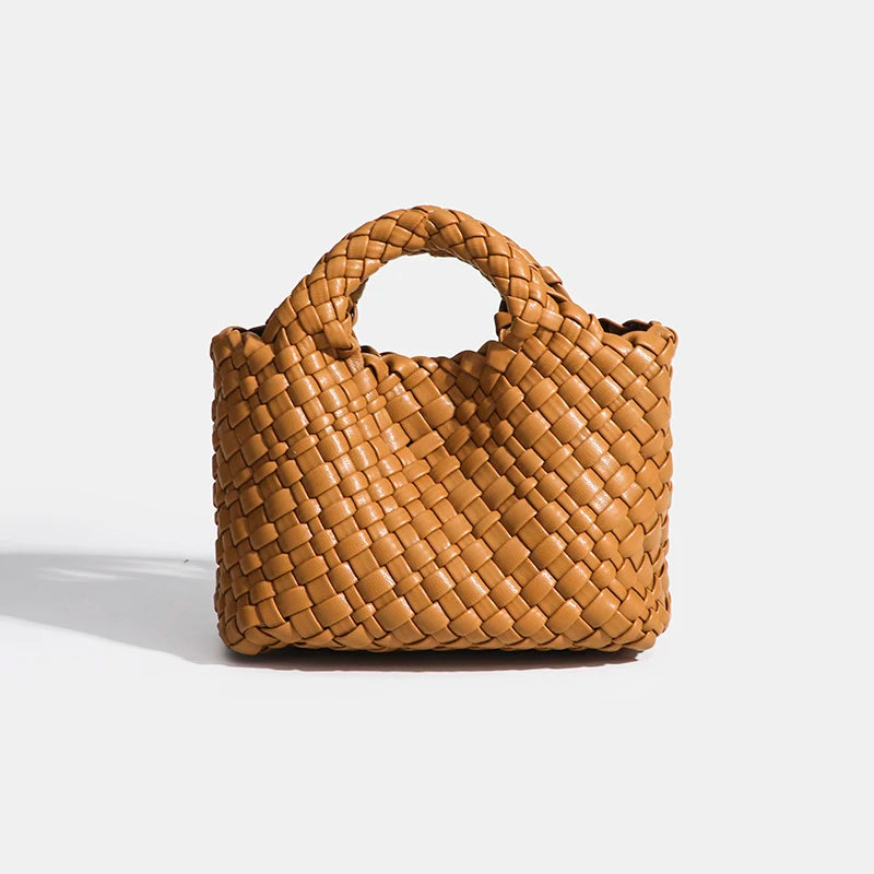 Designer bag Women's handbag Popular small size version PU leather woven bag Fashion style soft handmade bucket bag